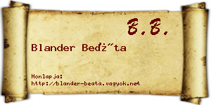 Blander Beáta névjegykártya